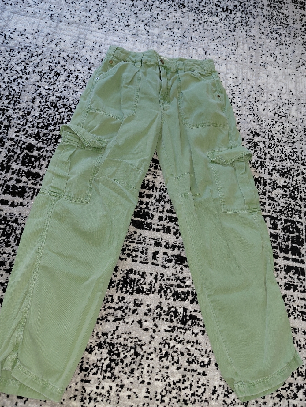 Billabong Walk Along Pants Green Twill Cargo Utilitarian Wide Leg Trousers Sz - Picture 5 of 14